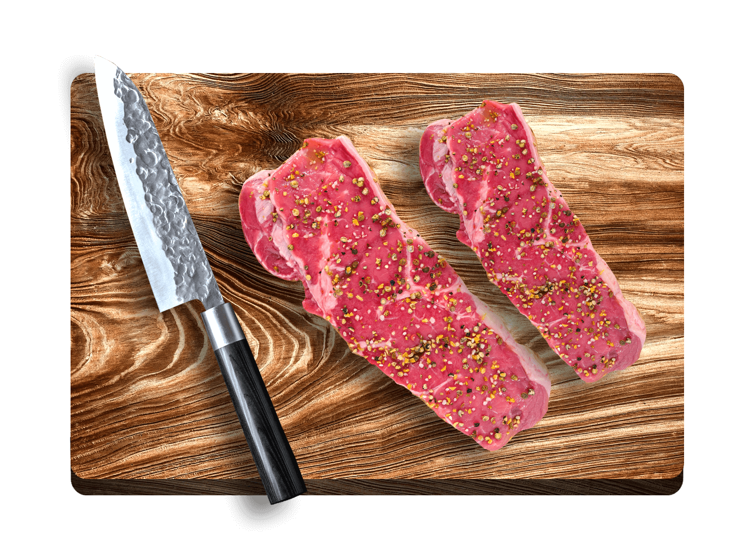 Butcher Block with Meat and Knife Butcher Block with Meat and Knife